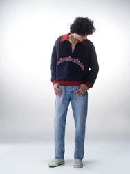 Luka Sabbat for ABOUT YOU Pullover 'Ivan' blau/rot