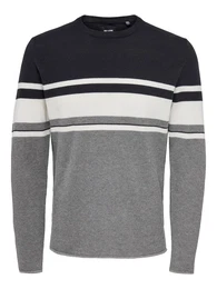 Pullover 'Niguel' nachtblau / grau / wei