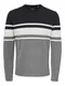 Only & Sons Pullover 'Niguel' nachtblau / grau / wei