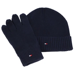 Set: Mtze und Handschuh dunkelblau / rot / wei