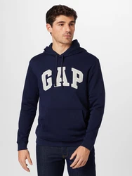 GAP Sweatshirt Hoodie Logo Fleece navy/graumeliert/weiß