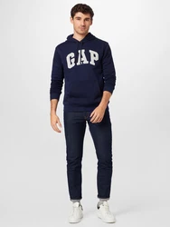 GAP Sweatshirt Hoodie Logo Fleece navy/graumeliert/weiß