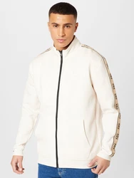 GUESS Sportsweatjacke 'MICKEY' beige/schwarz/silber/offwhite