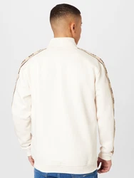 GUESS Sportsweatjacke 'MICKEY' beige/schwarz/silber/offwhite