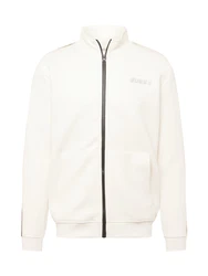 GUESS Sportsweatjacke 'MICKEY' beige/schwarz/silber/offwhite