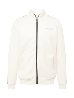 GUESS Sportsweatjacke 'MICKEY' beige/schwarz/silber/offwhite GUESS Sportsweatjacke 'MICKEY' beige/schwarz/silber/offwhite