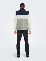 Only & Sons Weste MELVIN beige/dunkelblau/hellgrau