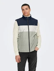 Only & Sons Weste MELVIN beige/dunkelblau/hellgrau