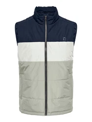 Only & Sons Weste MELVIN beige/dunkelblau/hellgrau