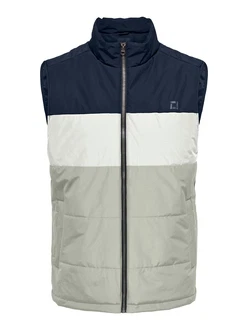 Only & Sons Weste MELVIN beige/dunkelblau/hellgrau