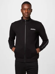 GUESS Sportsweatjacke 'MICKEY' schwarz / weiß