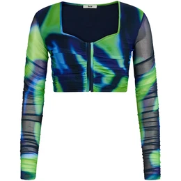 Tričko 'Mela' námořnická modř / tyrkysová / světle zelená / černá