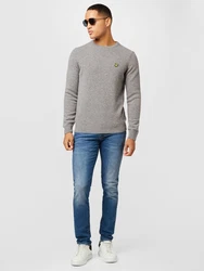 Lyle & Scott Strickpullover Herrenpullover mit Rundhalsausschnitt und Logo gelb/schlammfarben/schwarz