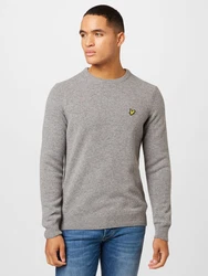 Lyle & Scott Strickpullover Herrenpullover mit Rundhalsausschnitt und Logo gelb/schlammfarben/schwarz
