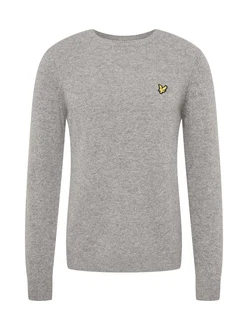Lyle & Scott Strickpullover Herrenpullover mit Rundhalsausschnitt und Logo gelb/schlammfarben/schwarz