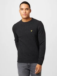 Lyle & Scott Strickpullover Herrenpullover mit Rundhalsausschnitt und Logo gelb/anthrazit