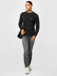 Lyle & Scott Strickpullover Herrenpullover mit Rundhalsausschnitt und Logo gelb/anthrazit