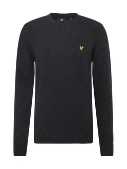 Lyle & Scott Strickpullover Herrenpullover mit Rundhalsausschnitt und Logo gelb/anthrazit