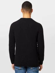 Lyle & Scott Strickpullover Herrenpullover mit Rundhalsausschnitt und Logo goldgelb/schwarzmeliert
