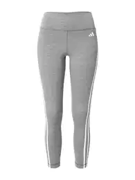 ADIDAS PERFORMANCE Sportovní kalhoty 'Train Essentials 3-Stripes High-Waisted' šedý melír / bílá