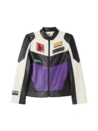 Přechodná bunda tmavě fialová / černá / offwhite