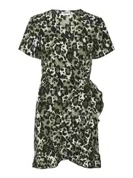 Šaty 'CLARA' khaki / černá / bílá