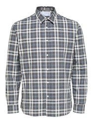 SELECTED HOMME Hemd Regadi nachtblau/hellbraun/weiß