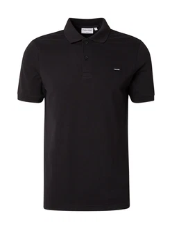 Calvin Klein Poloshirt STRETCH PIQUE SLIM BUTTON POLO schwarz/wei