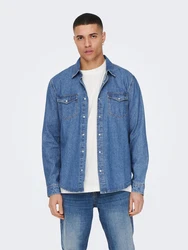 ONLY & SONS Hemd 'BANE' Denim blau
