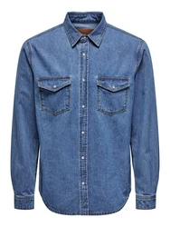 ONLY & SONS Hemd 'BANE' Denim blau