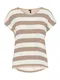 VERO MODA Tričko 'WIDE'  tmavě béžová / bílá