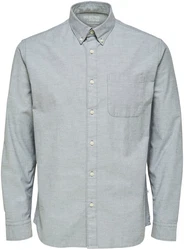 SELECTED HOMME Langarmhemd Rick (1-tlg) grau