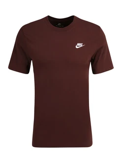 Nike Sportswear T-Shirt 'Club' schoko / weiß