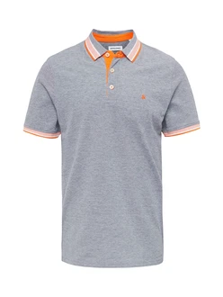 Jack & Jones Poloshirt JJEPAULOS POLO SS NOOS rauchblau/mandarine/wei Jack & Jones Poloshirt JJEPAULOS POLO SS NOOS rauchblau/mandarine/wei