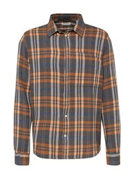 Hemd (GOTS) grau / orange / wei
