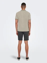 Only & Sons Poloshirt/ T-Shirt Fletcher dunkelbeige/schwarz