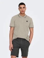 Only & Sons Poloshirt/ T-Shirt Fletcher dunkelbeige/schwarz