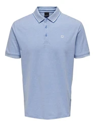 Only & Sons Poloshirt/ T-Shirt Fletcher hellblau/wei