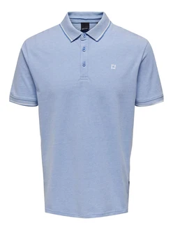 Only & Sons Poloshirt/ T-Shirt Fletcher hellblau/wei