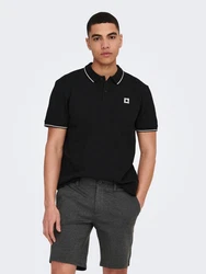 Only & Sons Poloshirt/ T-Shirt Fletcher schwarz/wei