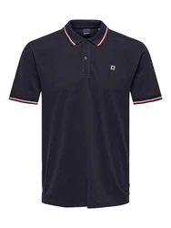 Only & Sons Poloshirt/ T-Shirt Fletcher navy/feuerrot/weiß