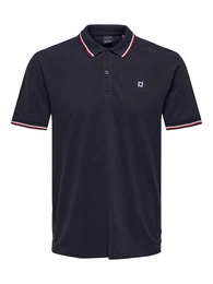 Poloshirt 'Fletcher' navy / feuerrot / wei