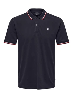 Only & Sons Poloshirt/ T-Shirt Fletcher navy/feuerrot/weiß