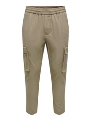 ONLY & SONS Leinenhose Linus dunkelbeige