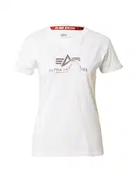 ALPHA INDUSTRIES Tričko stříbrná / bílá