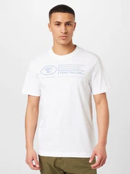 TOM TAILOR T-Shirt rauchblau/weiß