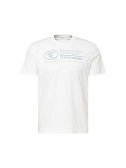 TOM TAILOR T-Shirt rauchblau/weiß