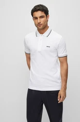 BOSS Poloshirt 'Paddy' nachtblau / grau / weiß