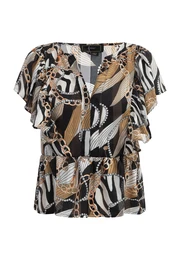 Bluza svijetlosmeđa / svijetlosiva / svijetlonarančasta / crna