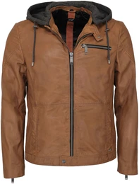 Winterparka cognac / grau / schwarz